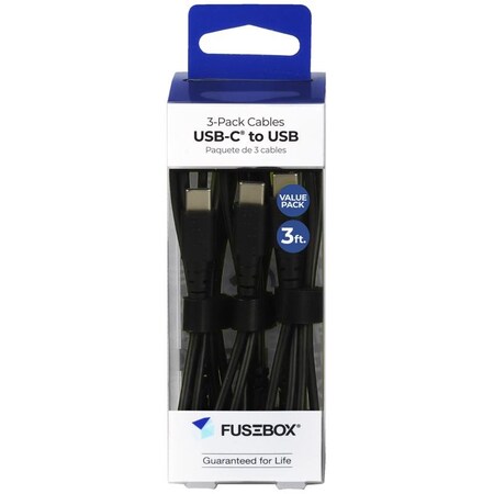 Fusebox Fusebox Black PVC USB-C Cable For Smartphones 3 ft. L 131 3608 FB2